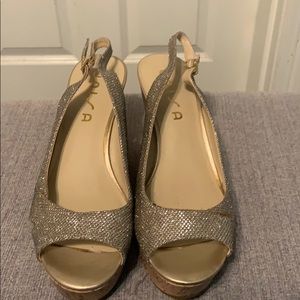Unisa sparkly silver wedges